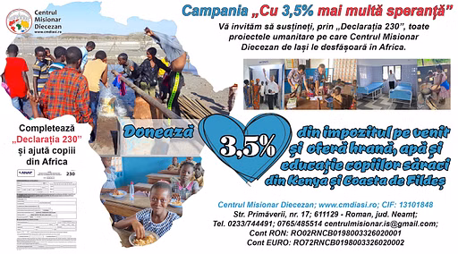 Donează 3,5% din impozitul pe venit și oferă hrană, apă și educație copiilor săraci din Kenya și Coasta de Fildeș